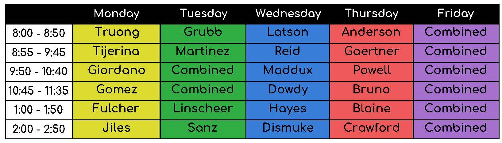 Music Schedule
